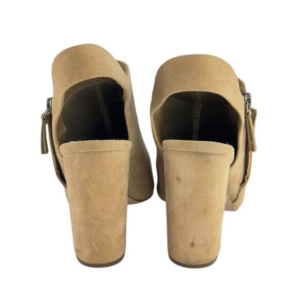 ShoeDazzle Katherine Pointed Toe Mules Tan Faux Suede Slingback Heels Size 8.5 - Picture 6 of 16